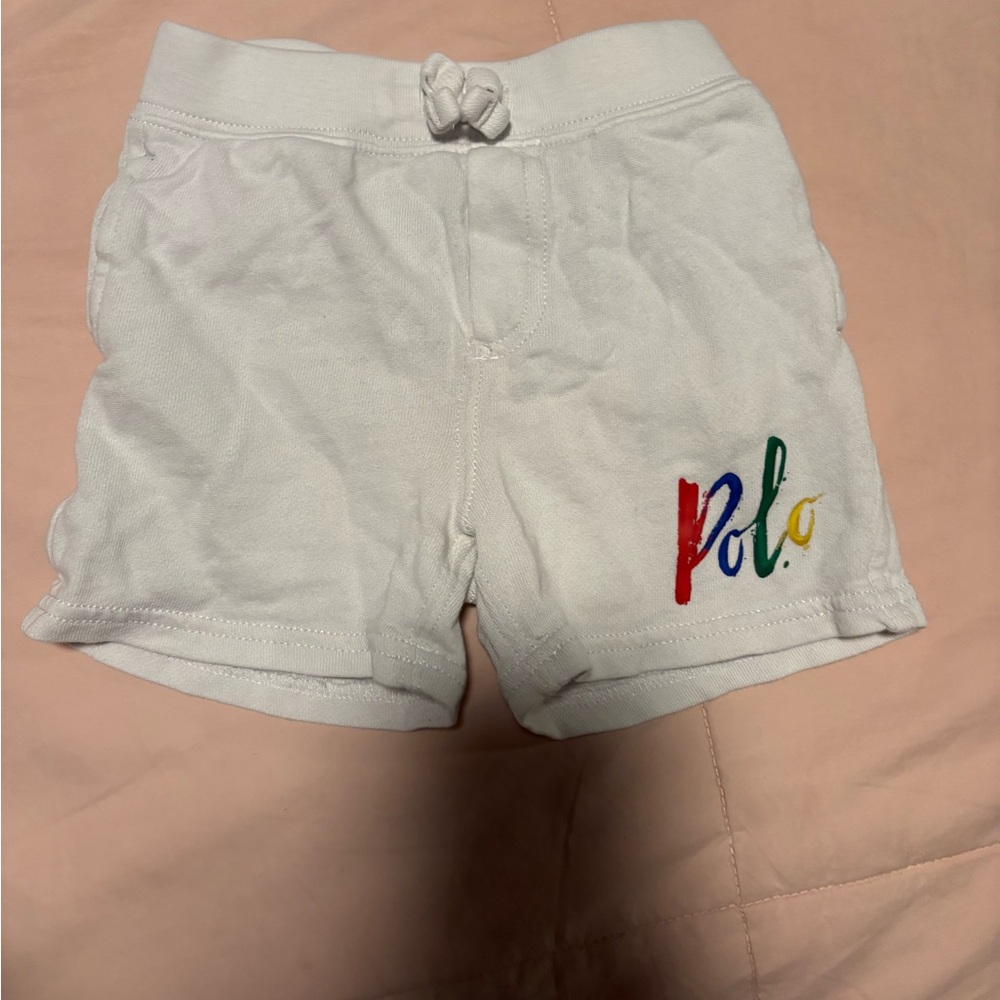 Ralph Lauren Kids White Shorts with Multicolor Logo